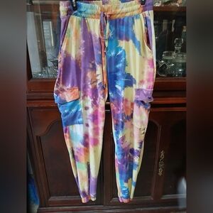 Colorful Tie-Dye Jogger Pants. Hot Kiss.womens Sz Medium